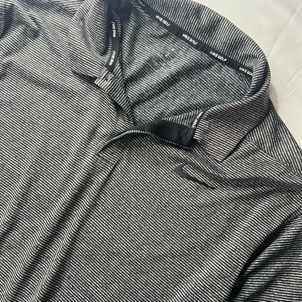 Nike Golf Black and White Striped Polo